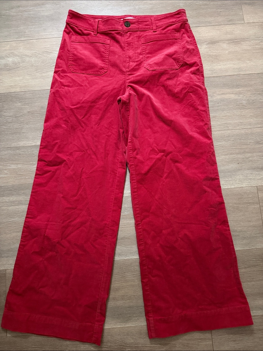 LOFT Wide-Leg Corduroy Pants - Red